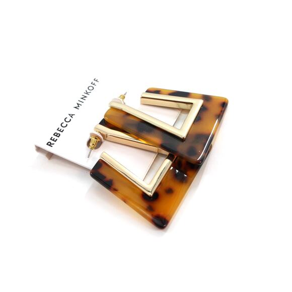 Rebecca Minkoff Triangular Tortoise Resin Drop Earrings $48 Tags #RM332 - Picture 2 of 5